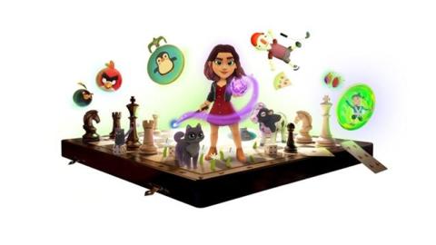 من iPhoneIslam.com، رقعة شطرنج عليها فتاة وبعض قطع الشطرنج.