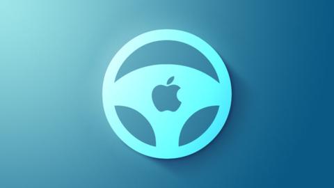 من iPhoneIslam.com، شعار Apple على خلفية زرقاء لمشروع Apple Car.