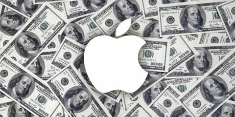 من iPhoneIslam.com، شعار شركة Apple محاط بأوراق نقدية متناثرة بقيمة مائة دولار تكسب الصغير.