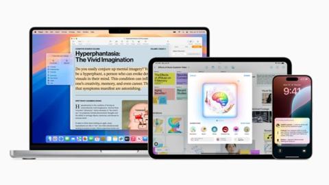 من iPhoneIslam.com، جهاز MacBook وiPad وiPhone يعرض مجموعة متنوعة من التطبيقات والإشعارات، بما في ذلك صفحة ويب حول فرط الخيال، وتطبيق به رسم توضيحي للدماغ، وإشعار بمكالمة هاتفية في يونيو.
