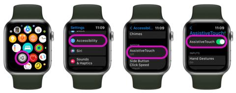 من iPhoneIslam.com، في ساعة أبل يظهر فيها عدد من أزرار التحكم المختلفة.