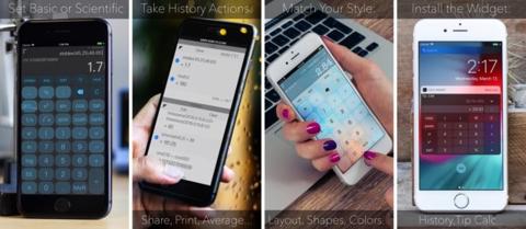 من iPhoneIslam.com، سلسلة من الصور تظهر هاتفًا وعليه آلة حاسبة، مع عرض اختيارات آي فون إسلام والتطبيقات المفيدة.