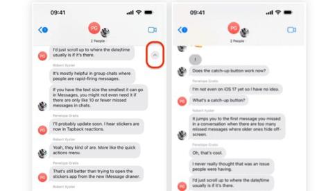 من iPhoneIslam.com، لقطة شاشة تم التقاطها على جهاز iPhone تعرض محادثة بين شخصين باستخدام تطبيق المراسلة، ويظهر تحديث iOS.