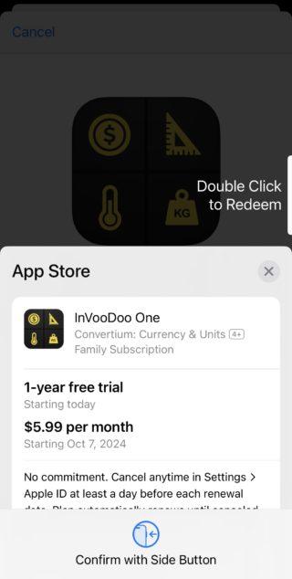 من iPhoneIslam.com، لقطة شاشة لزر النقر المزدوج في تطبيق invodo one.
