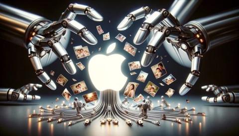 من iPhoneIslam.com، مجموعة من الروبوتات تحمل صورة تفاحة في فبراير.