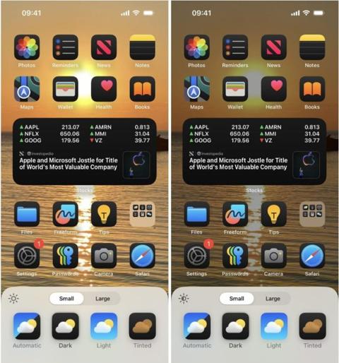 من iPhoneIslam.com، تعرض شاشتا iPhone نفس مجموعة التطبيقات والأدوات على الشاشة الرئيسية. تتميز الشاشة الموجودة على اليسار بمظهر فاتح، بينما تستخدم الشاشة الموجودة على اليمين مظهرًا داكنًا. مع iOS 18، استمتع بميزات جديدة تعد تجربة محسنة بالكامل، مما يمكنك من التبديل بسهولة بين الوضعين ليتناسب مع تفضيلاتك الشخصية.