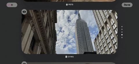 من iPhoneIslam.com، لقطة شاشة لتطبيق صور iOS يعرض صورًا متنوعة للمباني.
