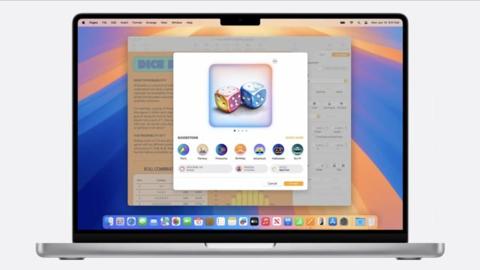 من iPhoneIslam.com، شاشة كمبيوتر محمول تعرض نظام التشغيل macOS مع نافذة مفتوحة، وتعرض أداة تخصيص الأيقونات. تظهر أيقونات التطبيقات المختلفة في الجزء السفلي من الشاشة، مما يؤدي إلى إنشاء ساحة لعب للصور ليتمكن المستخدمون من استكشاف سطح المكتب وتخصيصه.