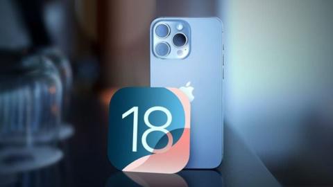 هاتف iPhone 16 مع رمز iOS 18.