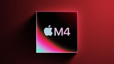 من iPhoneIslam.com، شعار Apple M4 على خلفية مربعة مع تدرج الألوان الأحمر والوردي والأسود، سيتم عرضه في الأسبوع من 14 إلى 20 يونيو.