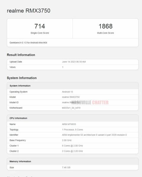 ريلمي نارزو 60 يظهر على منصة Geekbench