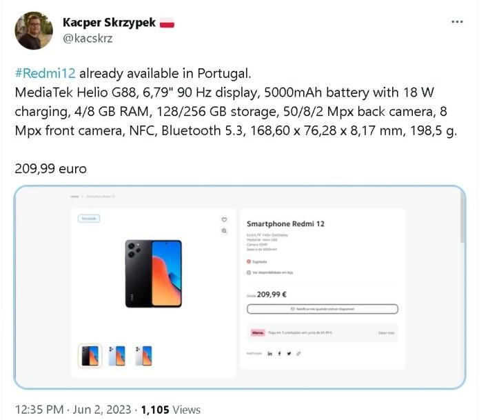 شاومي ريدمي 12 – Xiaomi Redmi 12 السعر والمواصفات يظهران على الموقع الرسمي عن طريق الخطأ