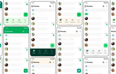 من iPhoneIslam.com، مجموعة من شاشات الهواتف الذكية المتعددة تعرض سمات وتخطيطات مختلفة لتطبيق مراسلة WhatsApp، وتعرض التحديثات الأخيرة في قوائم الدردشة وعلامات التبويب وأيقونات ملف تعريف المستخدم.